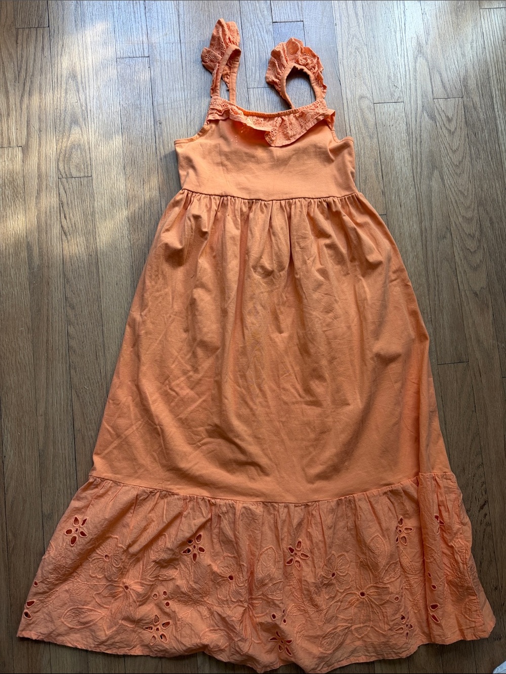 Cynthia Rowley Peach Eyelet Maxi Dress with Ruffle Straps